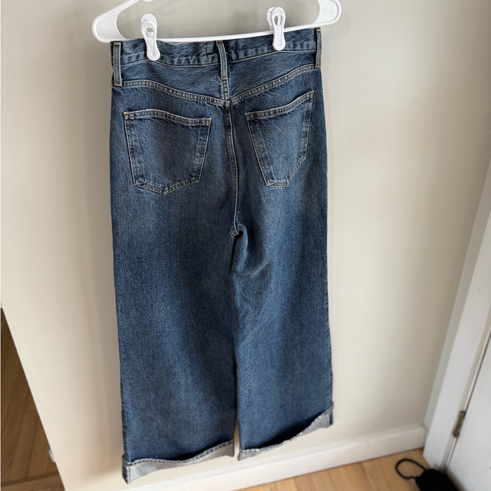 Agolde Dame Wide Leg Cuffed Hem Jeans - Dark Wash - Size 27 - Picture 12 of 16